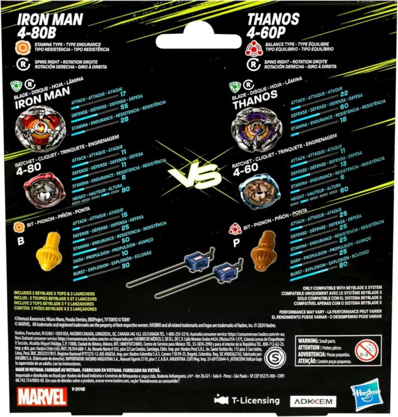BEYBLADE X - Marvel Iron Man 4-80B & Thanos 4-60P Dual Pack – Image 3