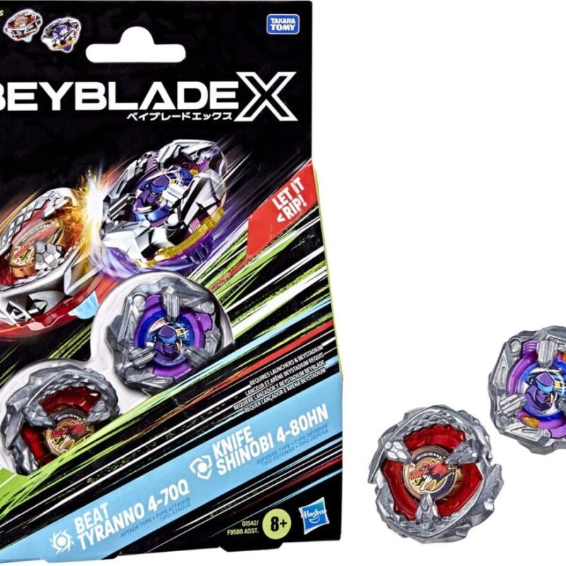 BEYBLADE X - Beat Tyranno 4-70Q & Knife Shinobi 4-80HN Dual Pack