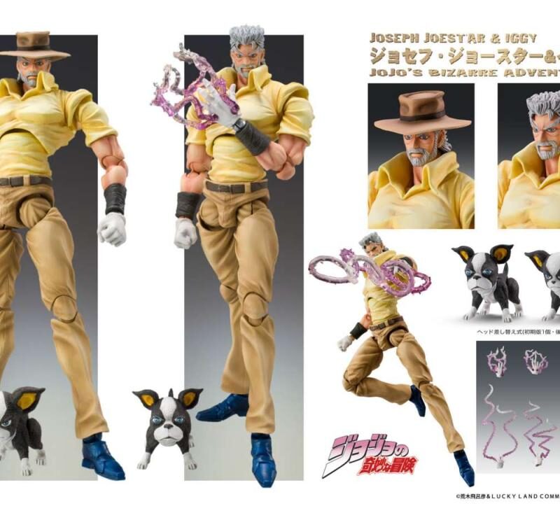 JOJO PART 3 - Joseph Joestar & Iggy - Fig. Super Action Chozokado 15cm