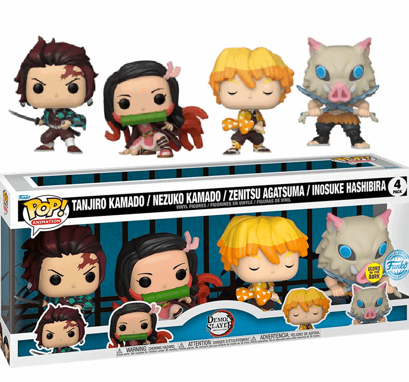 DEMON SLAYER - Saison 1 - 4 Pack Funko Pop GITD SPECIAL EDITION